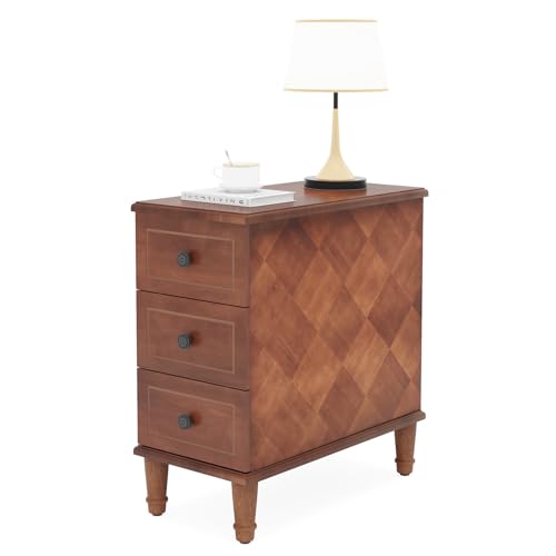 Brown 3 Drawer Narrow End Table U384