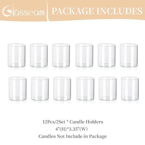Set of 6 Clear Cylinder Candle Holders W23552