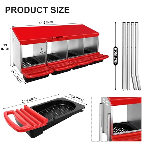 4 Compartment Heavy Duty Chicken Nesting Boxes with Perch O8754