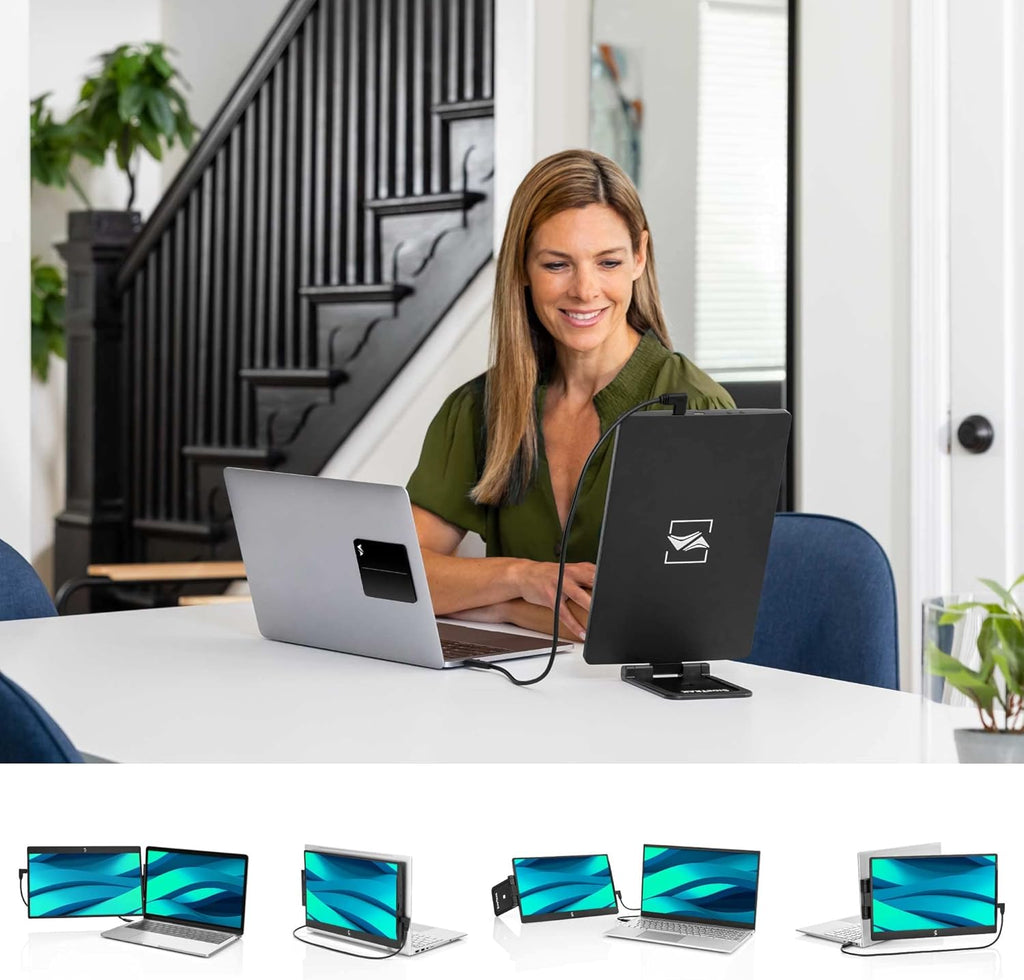14" Attachable Portable Monitor Extender, FHD TFT Laptop Dual Screen with Kickstand M308