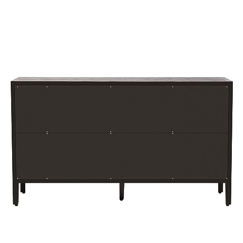 Black Glass Door Sideboard Cabinet with Adjustable Shelf B75823