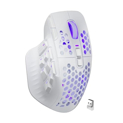 Black Wireless MMO Gaming Mouse with 9 Side Buttons, 24000 DPI, Triple Connectivity, RGB A647