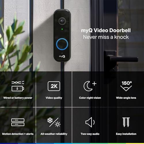 Black 2K Video Doorbell with Battery/Wired G7216