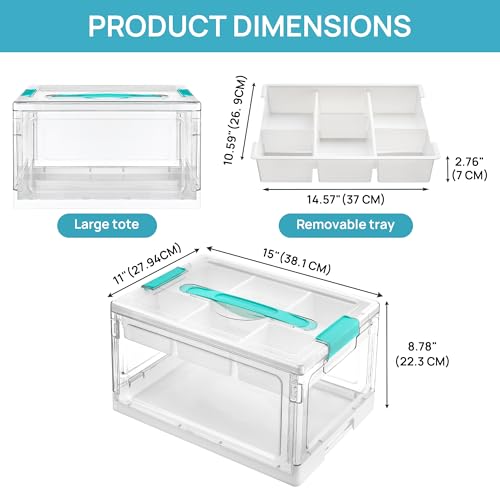 24 QT Clear Plastic Craft Organizers and Storage Box with Removable Trays and Dividers P648463