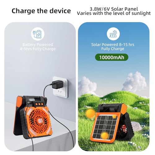 20000mAh Rechargeable Solar Fan with LED Light B224