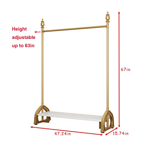 Gold Heavy Duty Garment Rack with Shelf (47.24L) Z920