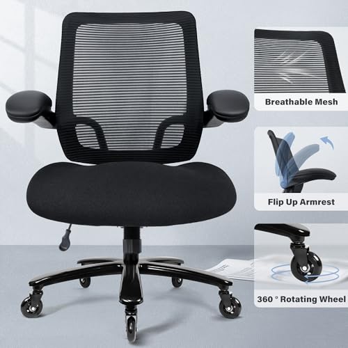 Heavy Duty Mesh Ergonomic Desk Chair with Flip-up Armrests L5757