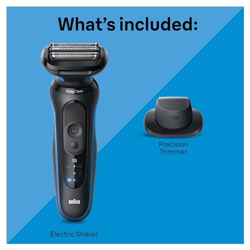 Blue Electric Foil Shaver with Precision Trimmer J587062