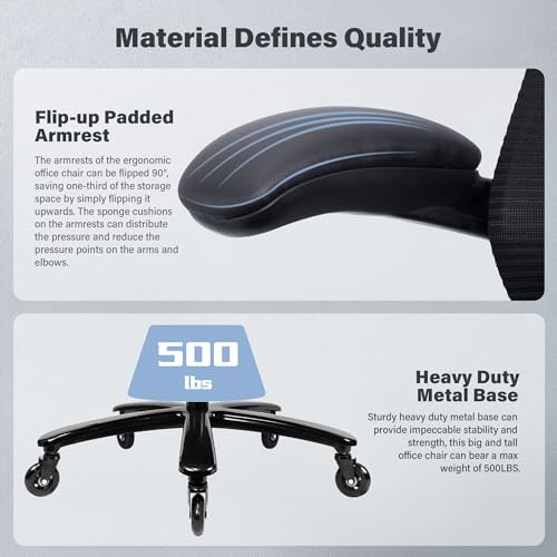 Heavy Duty Mesh Ergonomic Desk Chair with Flip-up Armrests L5757