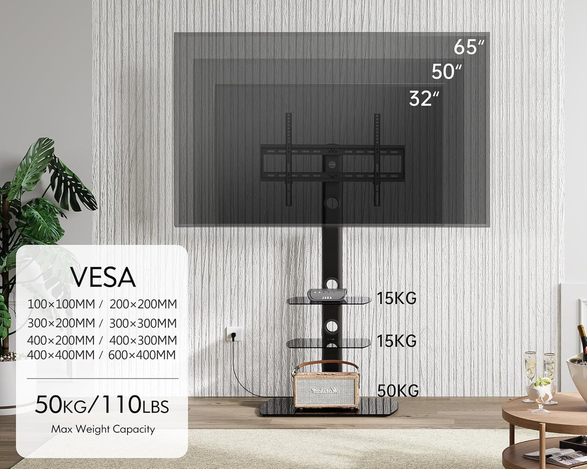Black Tempered Glass TV Stand H67978