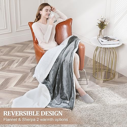 Blue Soft Flannel Electric Throw Blanket 50" x 60" with 5 Heating Levels & 4 Hours Auto Off M13705