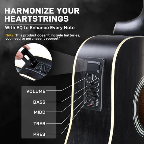 Black Full-Size Acoustic Electric Guitar with Amp P20702
