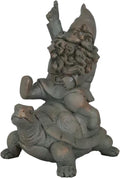Mr Gnome Sitting On Wild Rodeo Giant Tortoise Figurine D366