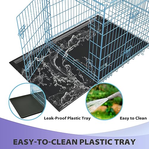 42 Inch Folding Metal Wire Dog Crate with Divider Panel, Removable Tray, Black T2061