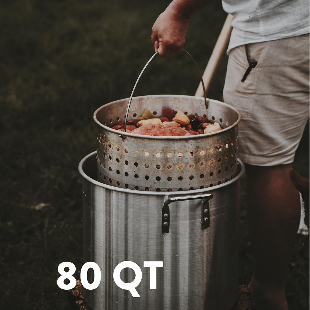 80Qt Seafood Boil Pot with Propane Burner and Basket I9808