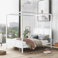 White Wood Queen Size Canopy Platform Bed S517