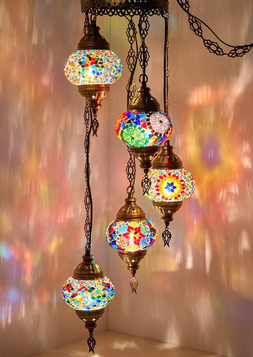 5 Globes Mosaic Ceiling Hanging Pendant Light Fixture X323552