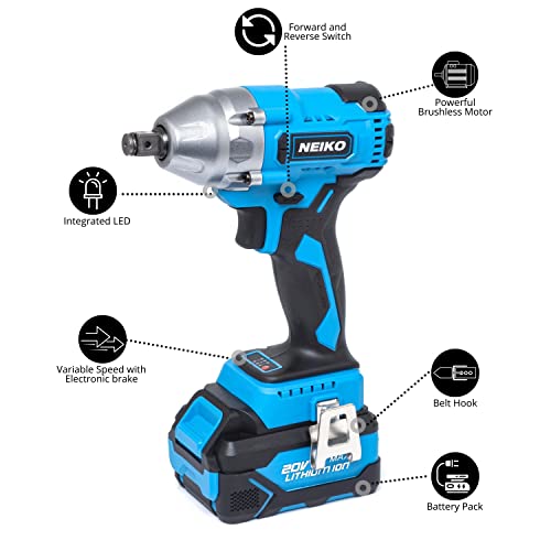 1/2-Inch-Drive Cordless Electric Impact-Wrench Kit with 20-Volt Lithium-Ion Battery and 4 Sockets M90231