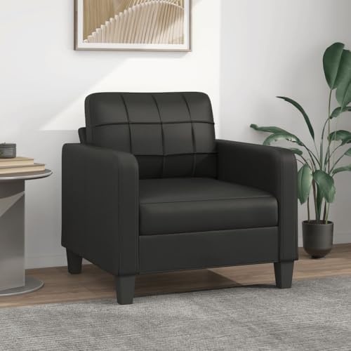Black 55.1" Faux Leather 2-Seater Sofa D481547