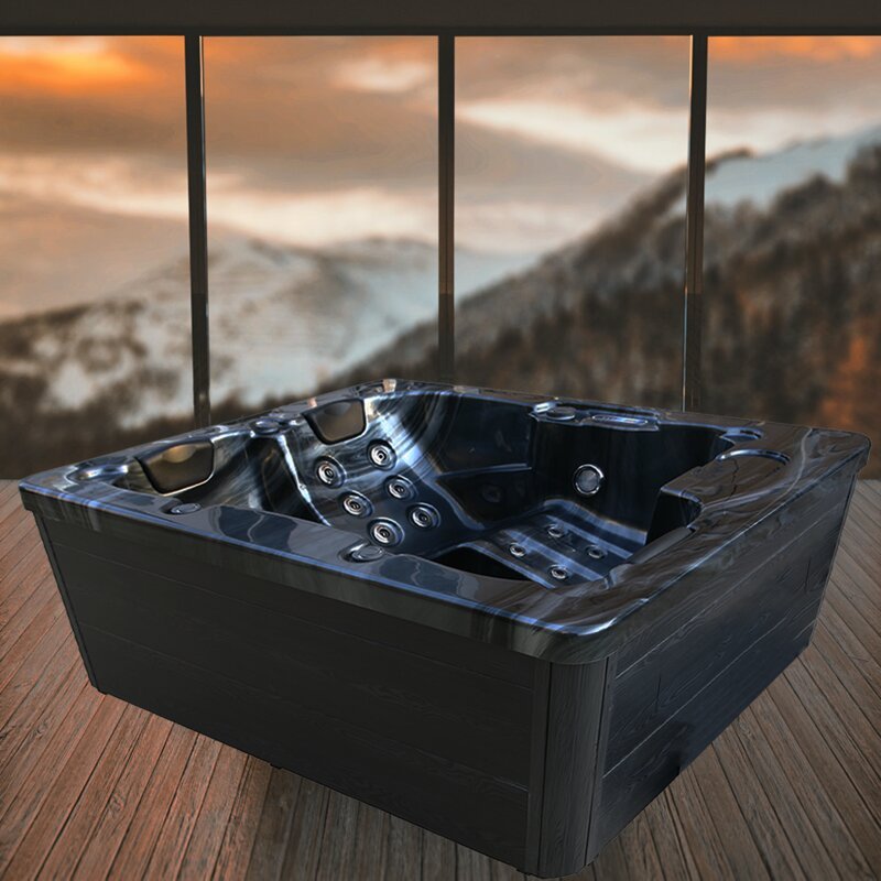 Grey Oak 3-Person Rectangular Acrylic Hot Tub X352327