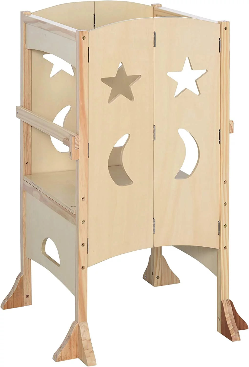 Natural Wood Foldable Toddler Tower Helper Stool L27268