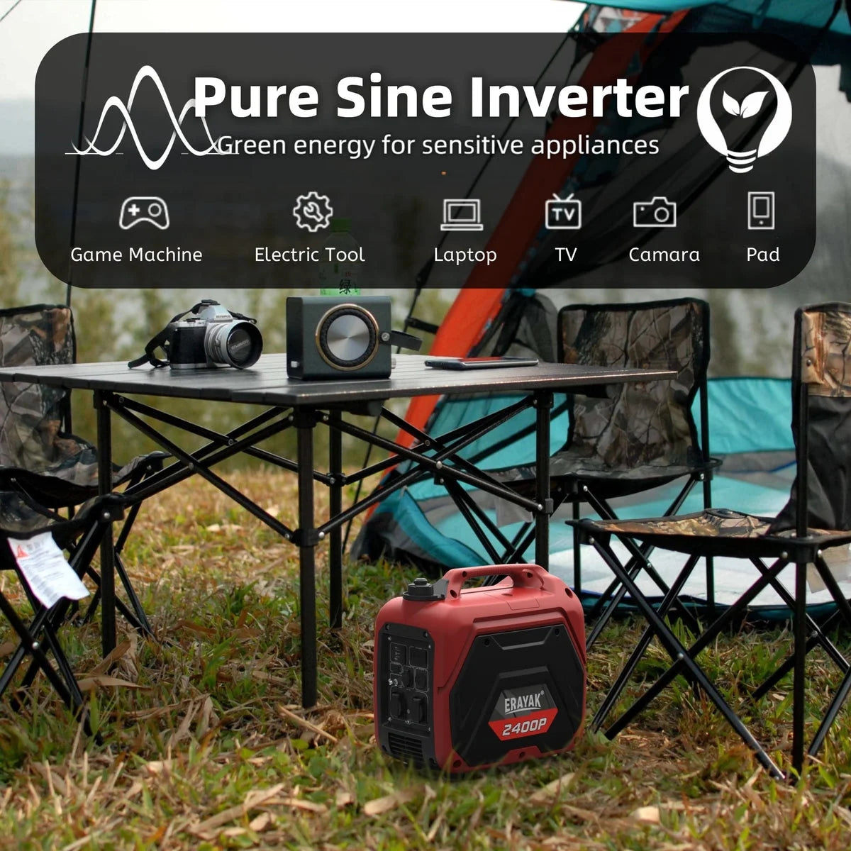 Portable Inverter Generator 2400W Gasoline U543877