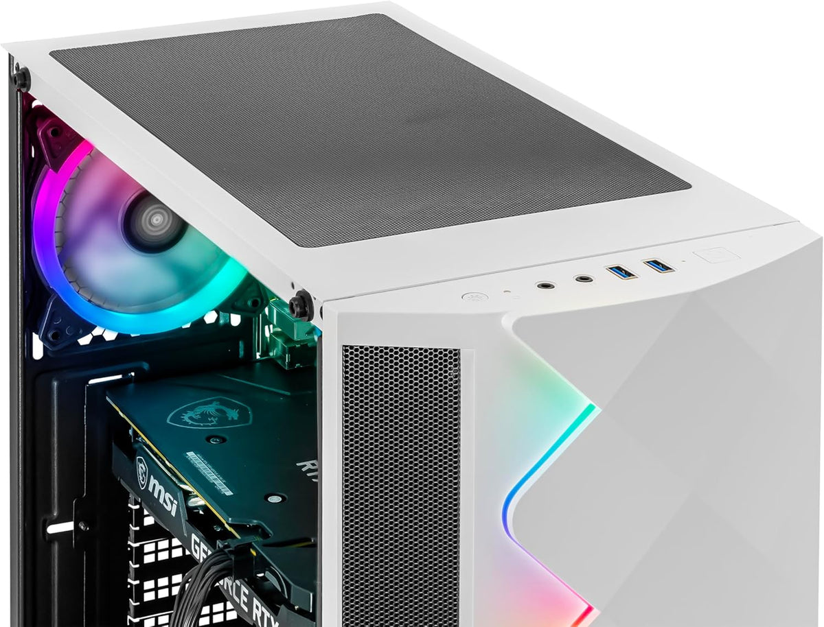 GeForce RTX 4060 Gaming PC, AMD Ryzen 5 7500F, 16GB DDR5 5600, 1TB NVMe SSD, Win 11 Home Prebuilt PC J542814