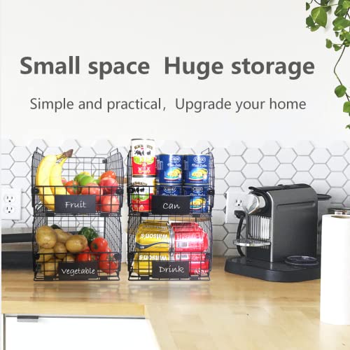 4 Pack 12"x10.4"x7.8" Black Metal Stackable Baskets B251