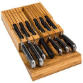 Bamboo Knife Block Holds 12 Knives with Slot for Knife Sharpener E720