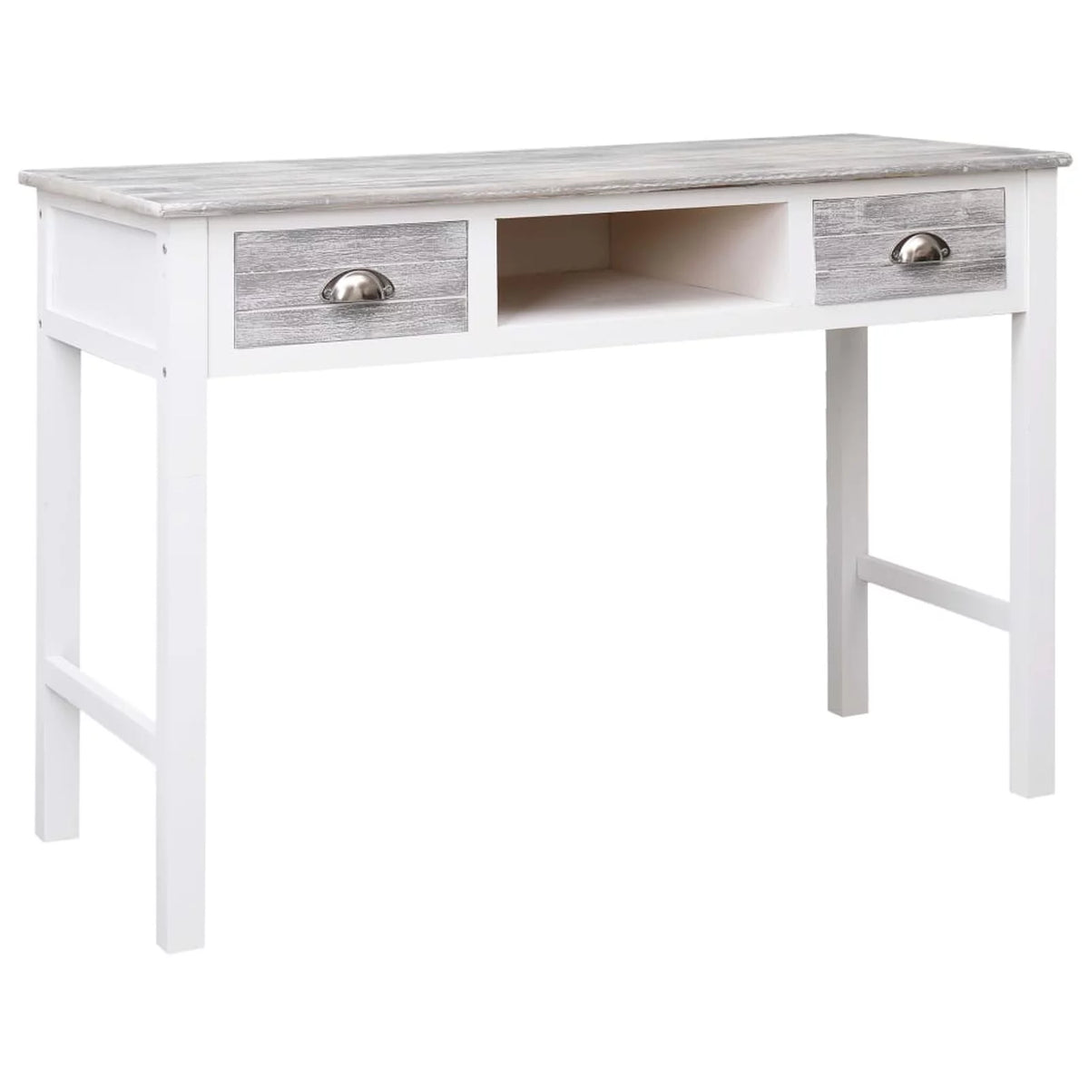Gray Wood Writing Desk with 2 Drawers 43.3in x 17.7in x 29.9in B2667