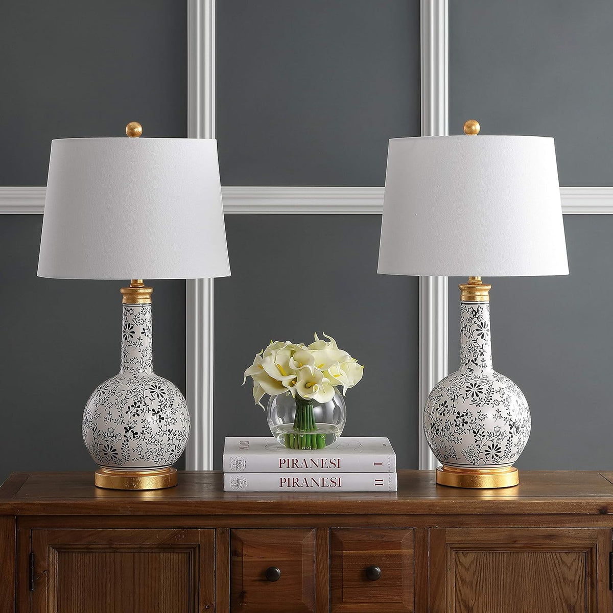 Black/ White 26-inch Table Lamp Set of 2 O1055