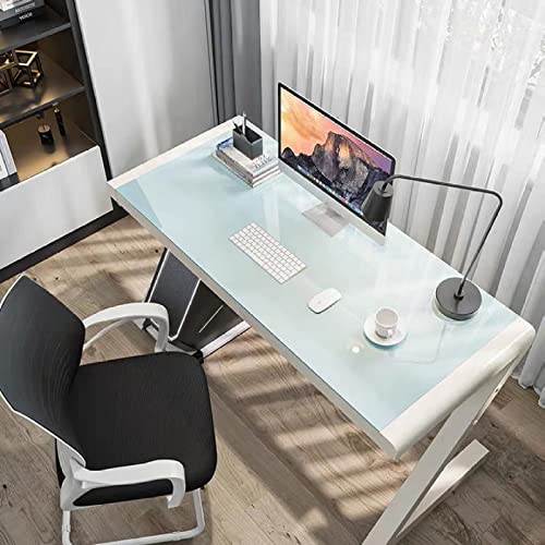 Tempered Glass Computer Desk with Z-Shaped Metal Frame S713889