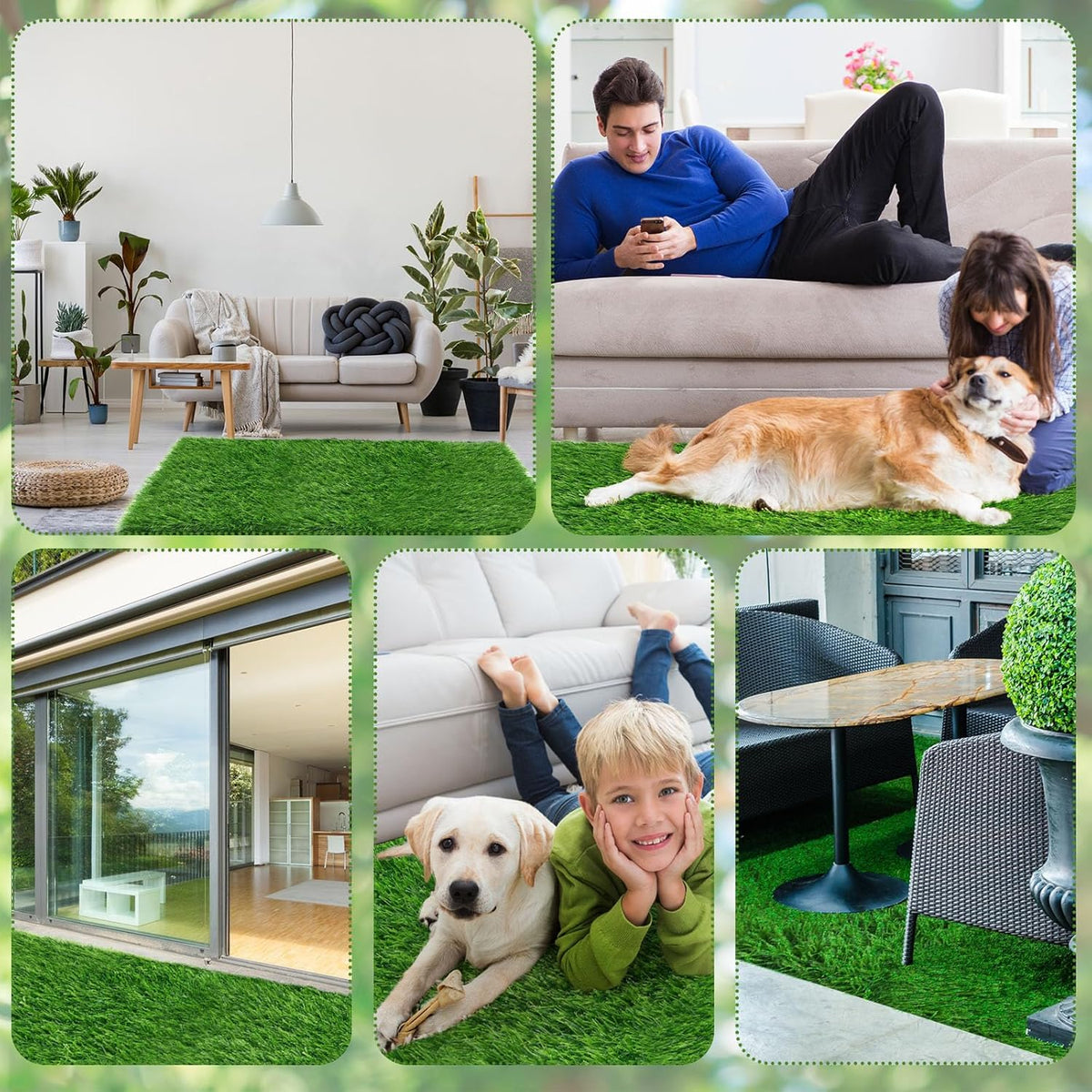 2 Pcs Artificial Grass, 52" x 26" x 1.57" Dog Pee Pads, Large Dog Potty Training Rug with Drainage Holes N3864