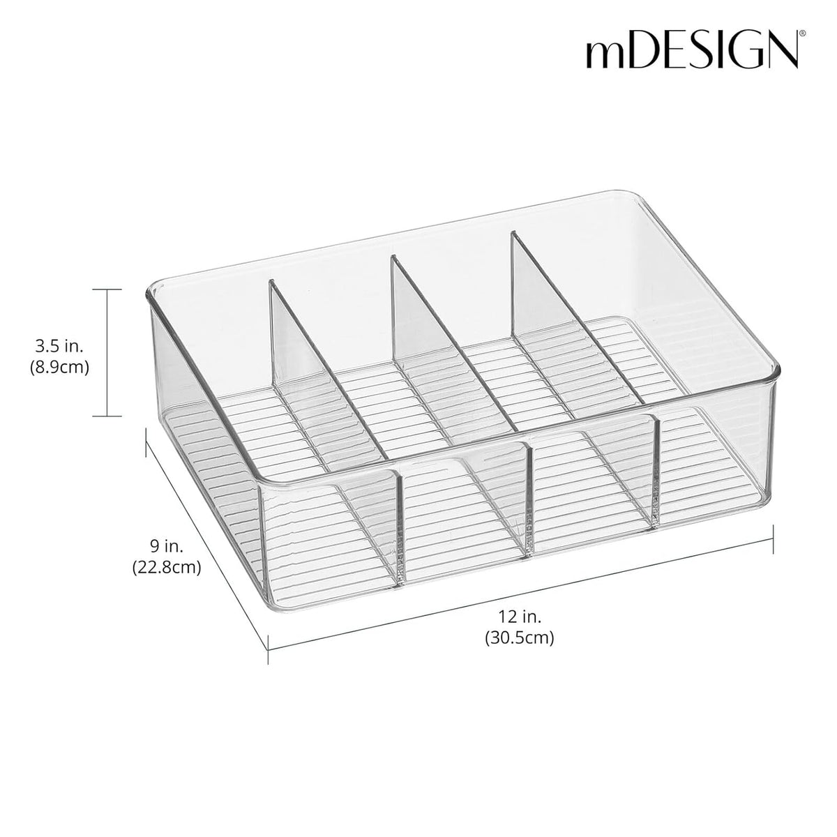 Plastic Stackable Tea Bag Storage Organizer Bin with 4 Divided Compartments, 2 Pack - Clear J6788