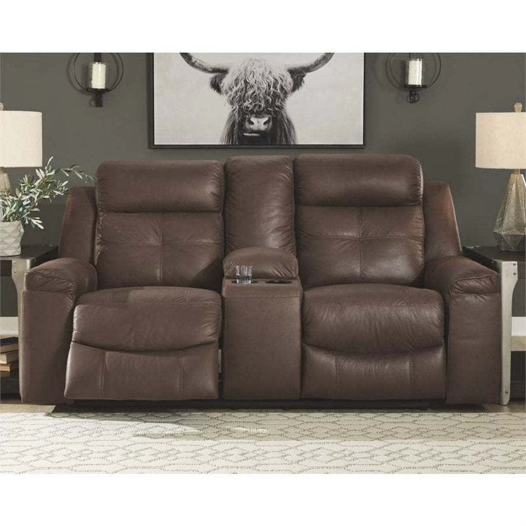 Coffee Reclining Loveseat with Console W69911