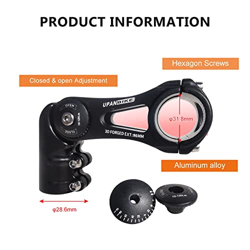 130 Degree Adjustable Bicycle Stem 75mm 90mm 130mm Handlebar Stem Riser for 31.8mm Handlebars J302321