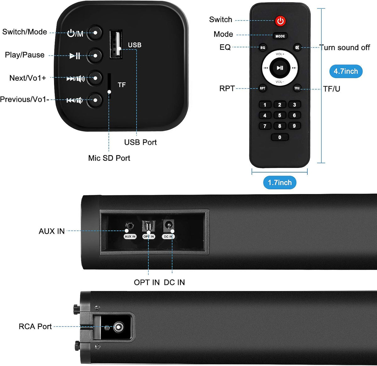 2 in1 Soundbar with Remote Control Q855882