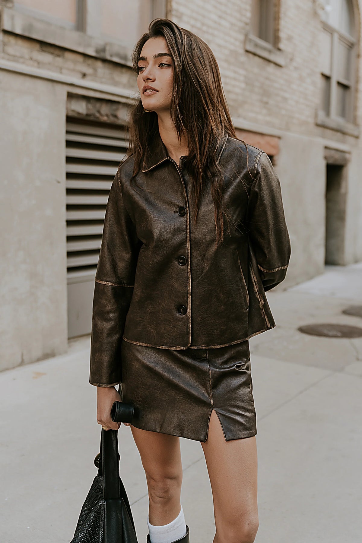 Vegan Leather Mini Skirt L483