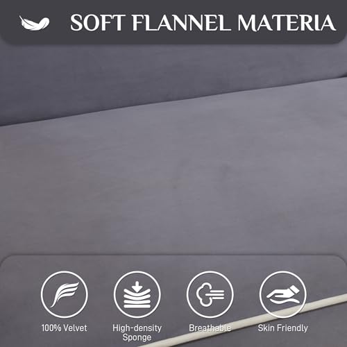 Grey 3 in 1 Convertible Sleeper Sofa with Pullout Bed Flannel 2 Seater Futon Loveseat Couch Bed F217160