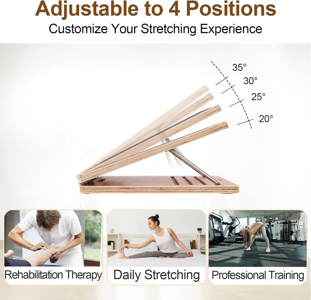 Portable Wooden Slant Board with Non-Slip Surface, 4 Angle Settings T2581