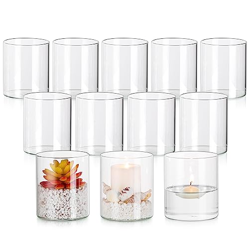 Set of 6 Clear Cylinder Candle Holders W23552