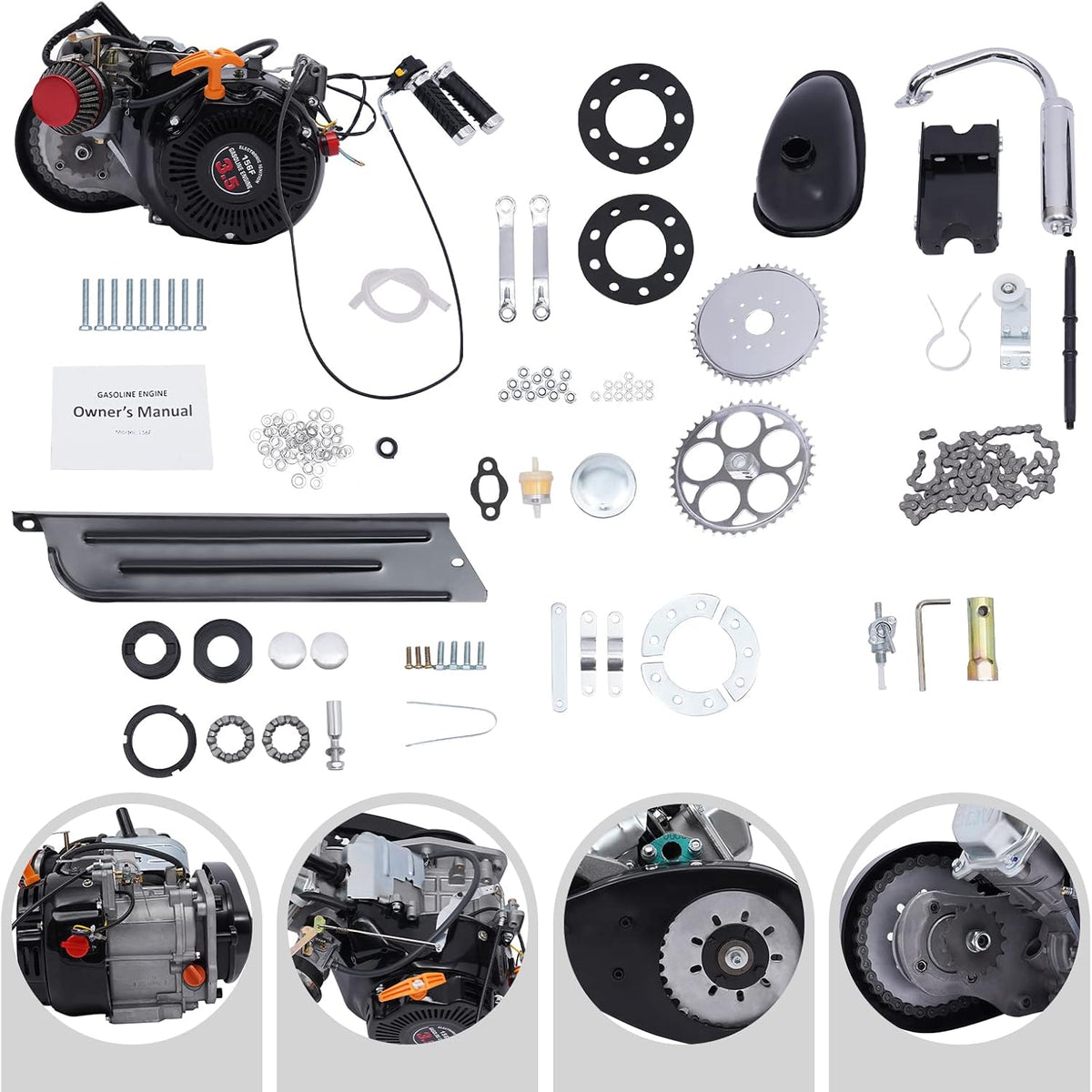 100cc 4-Stroke Gasoline Engine Kit Air-Cooled Motor Chain Drive M852818