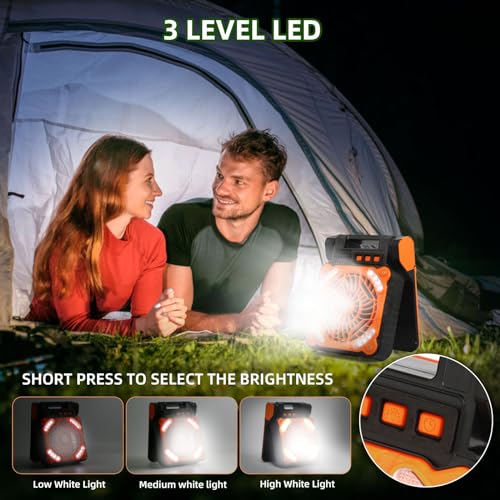 20000mAh Rechargeable Solar Fan with LED Light B224