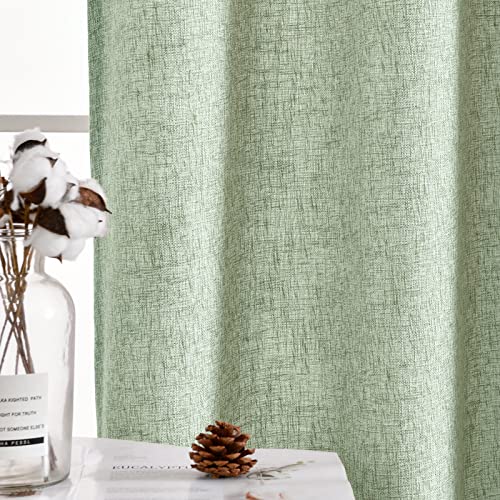 Sage Green Faux Linen Curtains 84 Inches Long Set of 2 Panels D696