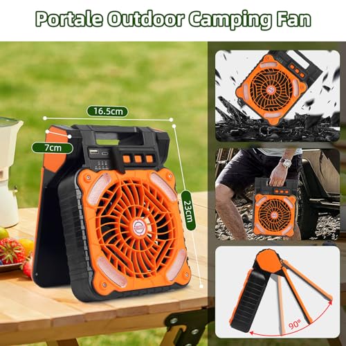 20000mAh Rechargeable Solar Fan with LED Light B224
