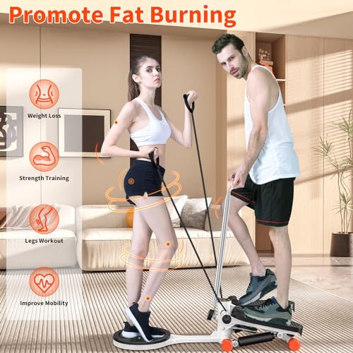 Mini Twist Stepper with Resistance Bands, 330LBS Weight Capacity, Adjustable Twist Table, LCD Monitor D527