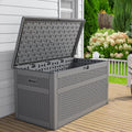 230 Gallon Grey Resin Rattan Outdoor Storage Box W6877