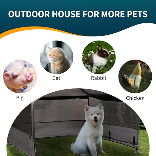 Gray Extra Large Dog House Waterproof Canopy 4'x 4'x 3.3' S848923