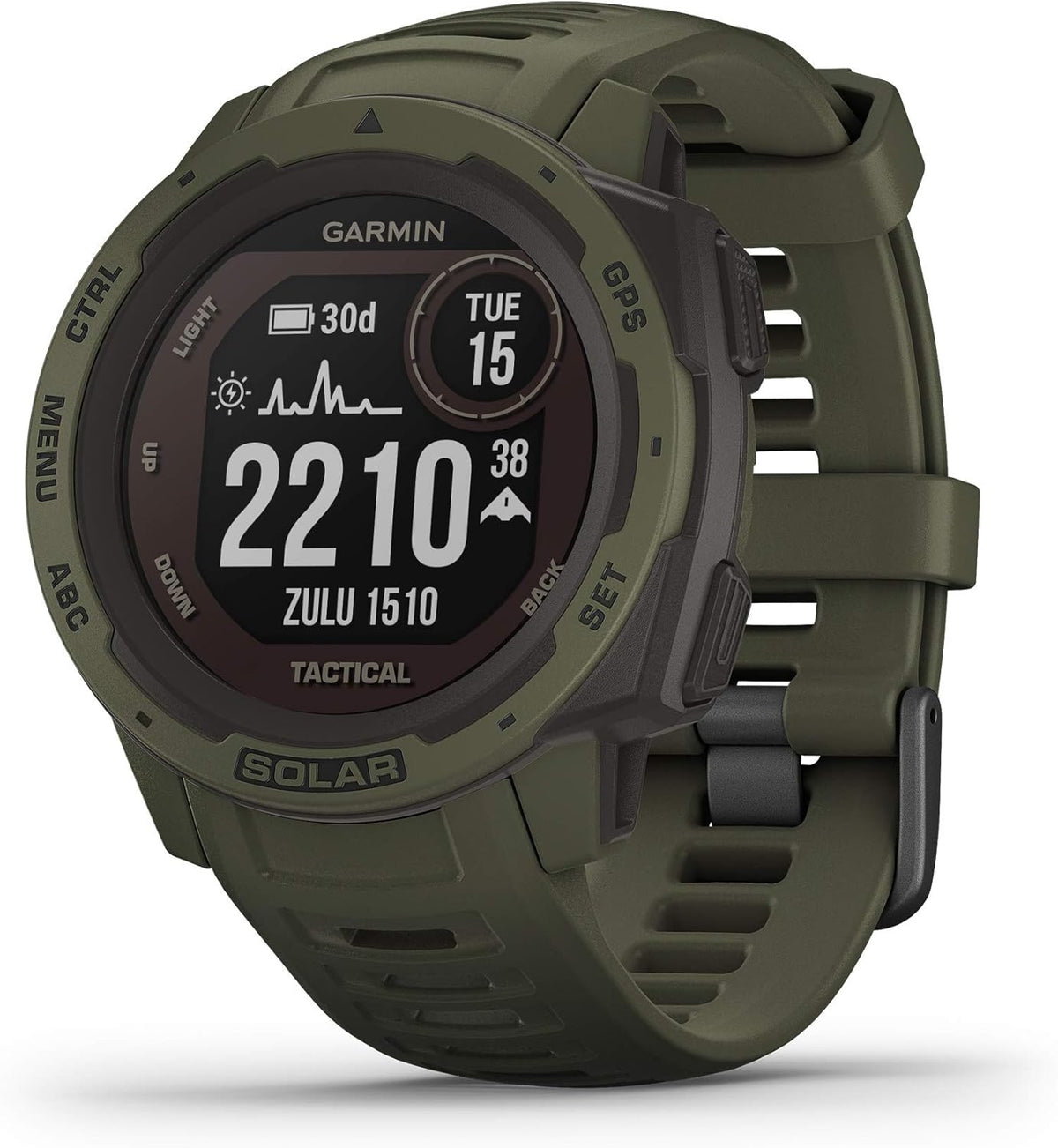 Moss Green Solar-Powered Rugged Outdoor Smartwatch V635