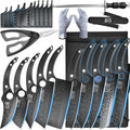 Professional Kitchen Knife Set with High-Carbon Steel Forged Blades, Chef's Knife, Cleaver, Carving Knife, Nakiri, Includes Carrying Bag & Poultry Scissors X8898